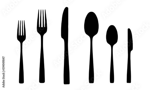 fork, knife and spoon silhouette vector