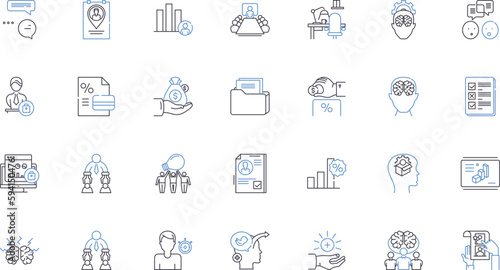 Performance evaluation line icons collection. Assessment, Feedback, Grading, Review, Appraisal, Rating, Evaluation vector and linear illustration. Analysis,Score,Critique outline signs set