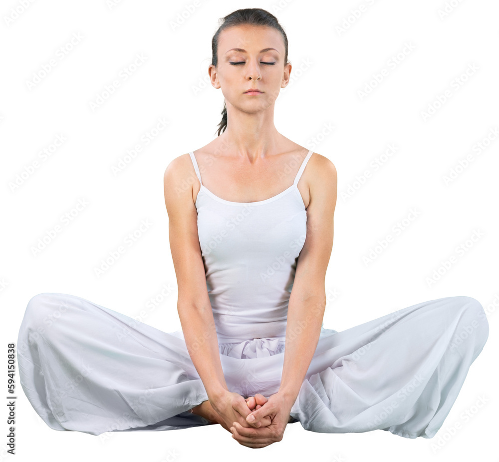 Pretty young woman in white clothes isolated on white background Pretty young woman in white clothes isolated on white background
