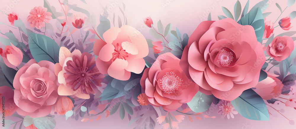 Beautiful floral spring banner for Mother's day, Generative AI Beautiful floral spring banner for Mother's day, Generative AI