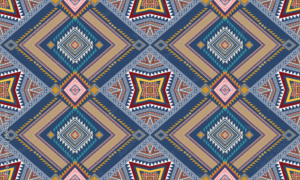 Geometric ethnic pattern vector background. seamless pattern traditional,Design for background, wallpaper, Batik, fabric, carpet, clothing, wrapping, and textile. Colorful ethnic pattern illustration