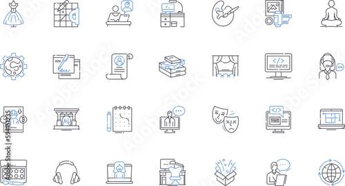 Self-employed line icons collection. Freelancer, Entrepreneur, Soloist, Independent, Autonomy, Small Business, Boss vector and linear illustration. Hustle,Motivated,Risk-taking outline signs set