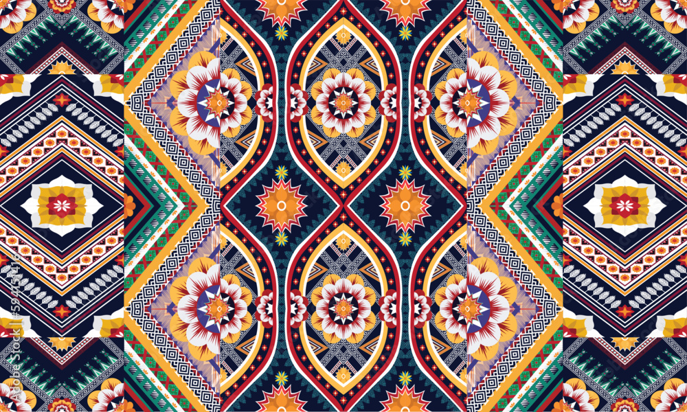Geometric ethnic pattern vector background. seamless pattern traditional,Design for background, wallpaper, Batik, fabric, carpet, clothing, wrapping, and textile. Colorful ethnic pattern illustration
