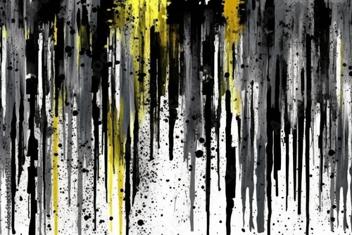 black and yellow paint splatters on a blank canvas. Generative AI