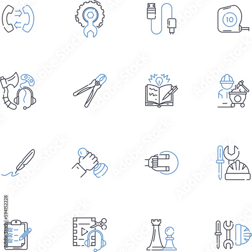 Materials science line icons collection. Polymers, Composites, Nanomaterials, Ceramics, Metals, Biomaterials, Glass vector and linear illustration. Amorphous,Crystalline,Thermodynamics outline signs