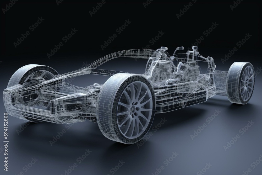 Car structure Steering System 3d rendering. Generative AI Stock