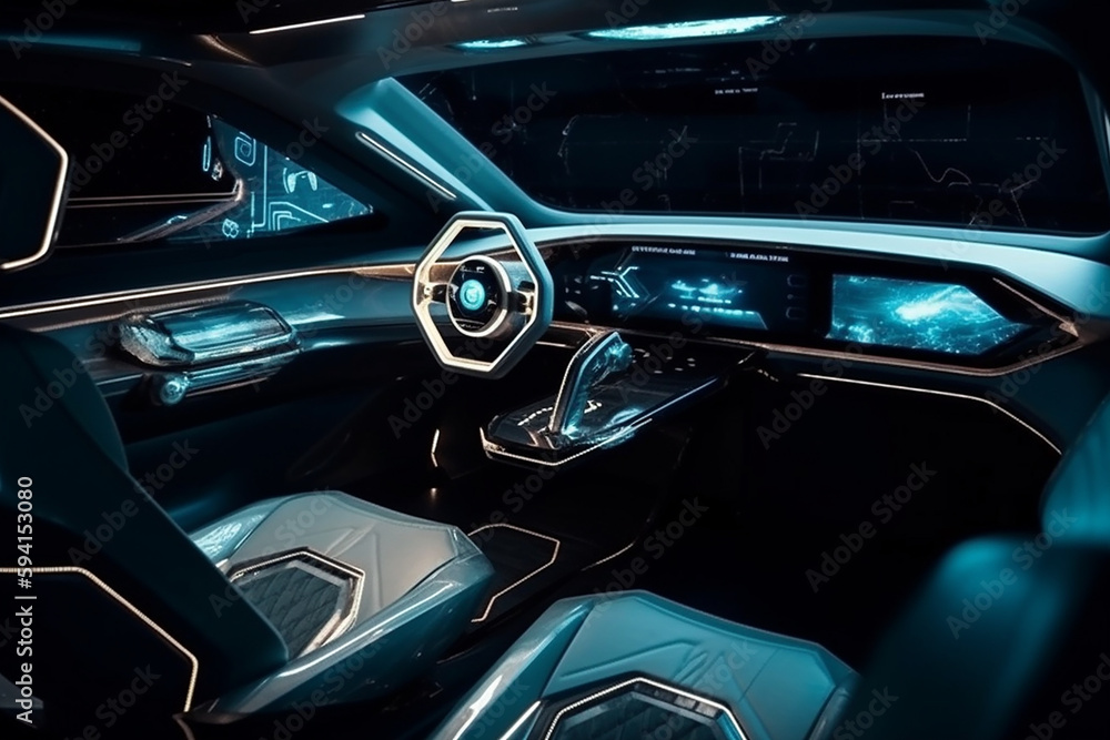 Futuristic personal transport or vehicle interior background. generative AI