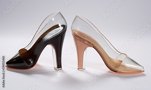 A transparent glass accent gives women's shoes a modern edge Creating using generative AI tools