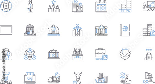Information management line icons collection. Organization, Retrieval, Analysis, Storage, Innovation, Security, Efficiency vector and linear illustration. Integration,Access,Collaboration outline