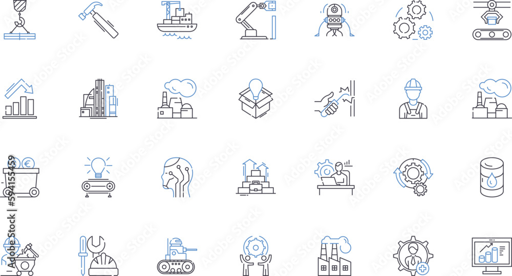 Entrepreneurial line icons collection. Innovation, Risk-taking, Vision, Tenacity, Passion, Creativity, Hustle vector and linear illustration. Leadership,Motivation,Resilience outline signs set