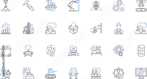 Entrepreneurial line icons collection. Innovation, Risk-taking, Vision, Tenacity, Passion, Creativity, Hustle vector and linear illustration. Leadership,Motivation,Resilience outline signs set