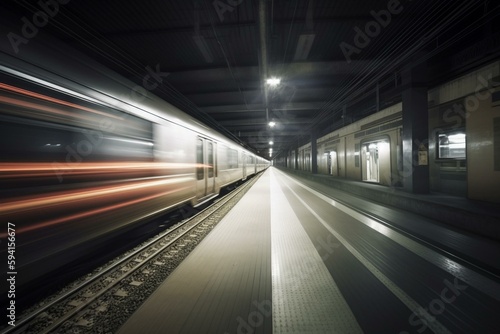 fast moving train light speed motion. Generative AI