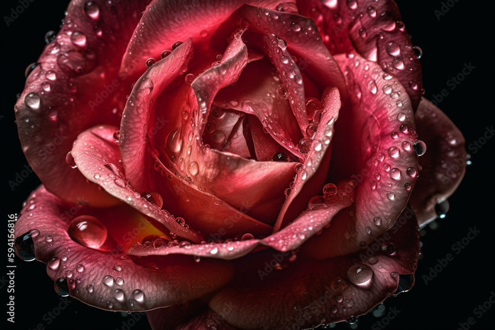 Сlose-up of a rose flower with water drops