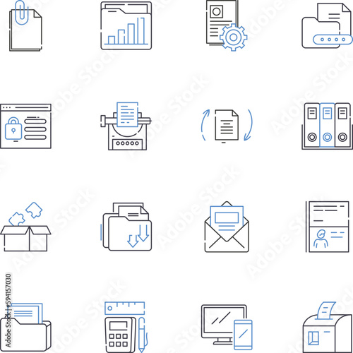 Orchestrating plan line icons collection. Coordination, Communication, Plan, Leadership, Strategy, Alignment, Management vector and linear illustration. Collaboration,Vision,Implementation outline