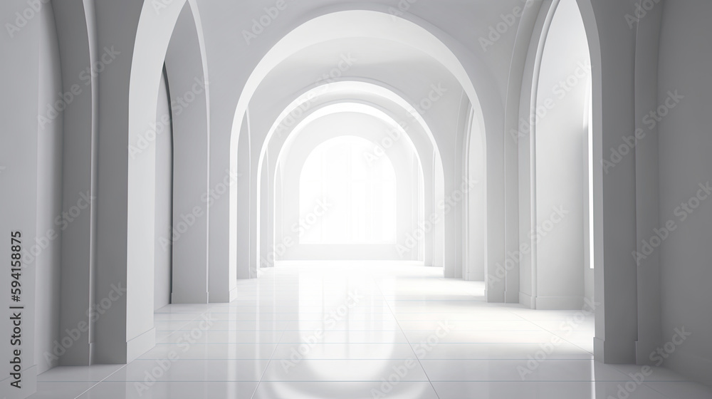 White Abstract Modern Architecture Interior Background. Generative AI. White Abstract Modern Architecture Interior Background. Generative AI.