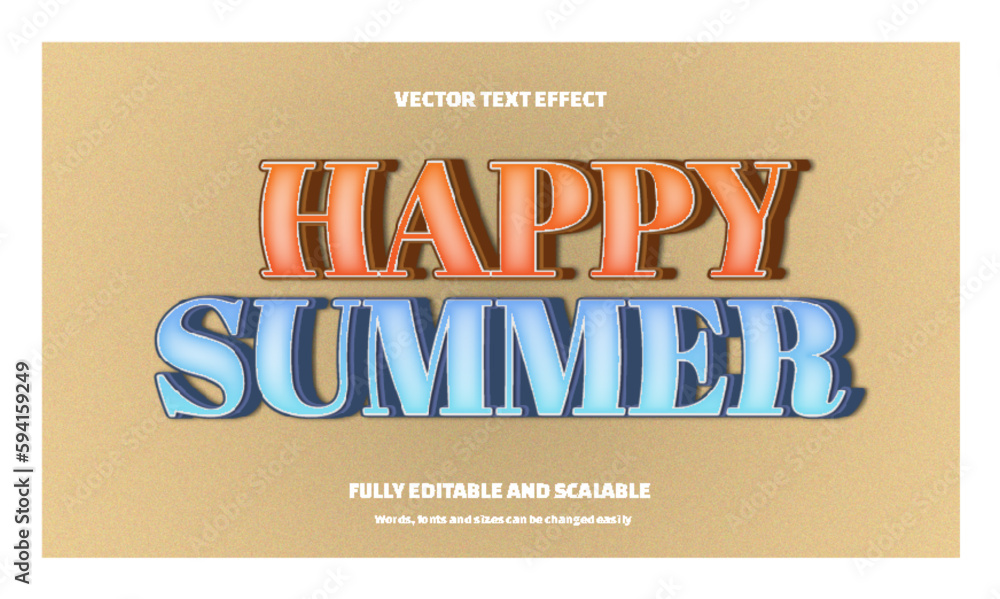 vector happy summer lettering editable text effect style