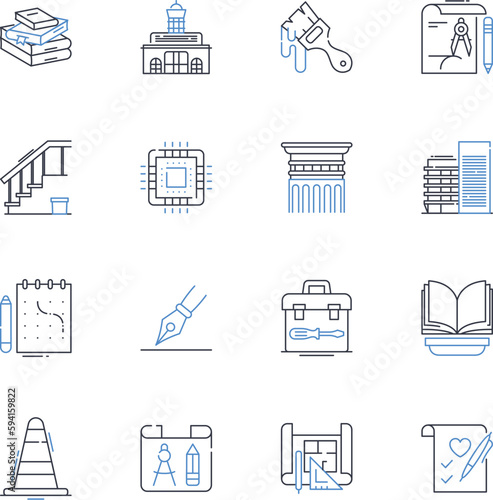 Resourceful creativity line icons collection. Ingenuity, Innovation, Flexibility, Adaptability, Imagination, Inventiveness, Artistry vector and linear illustration. Originality,Resourcefulness