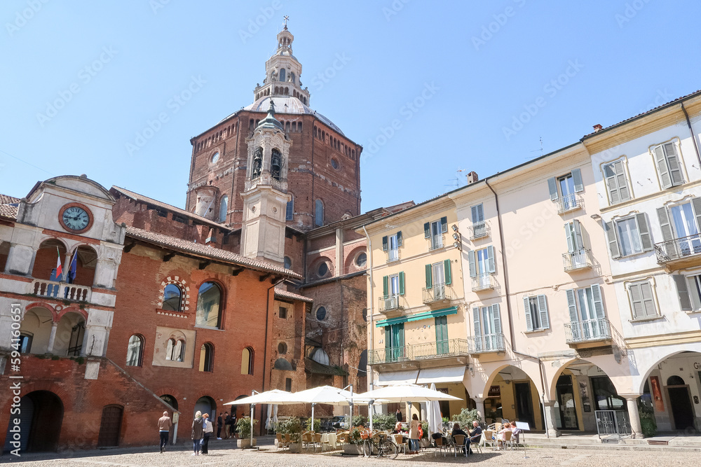 Obraz premium Pavia historic center city village characteristic panorama landscape vision houses