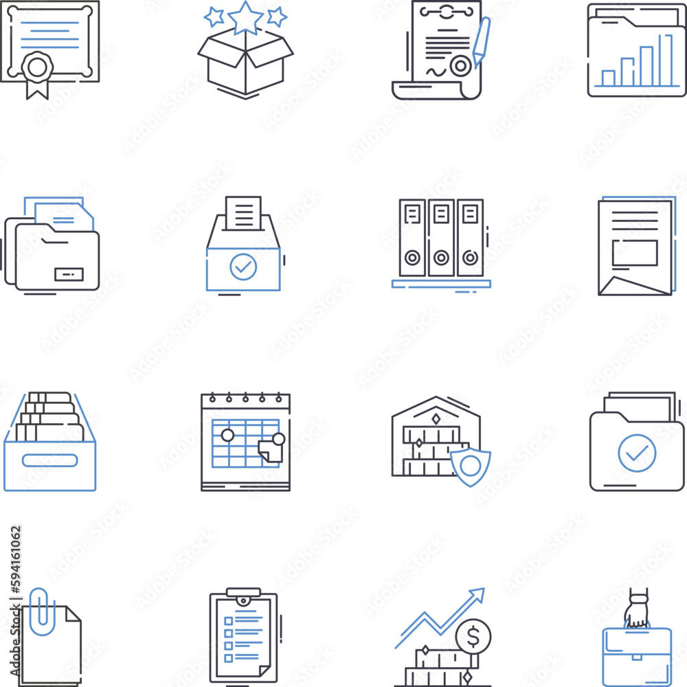 Organization archives line icons collection. Preservation, Accessible