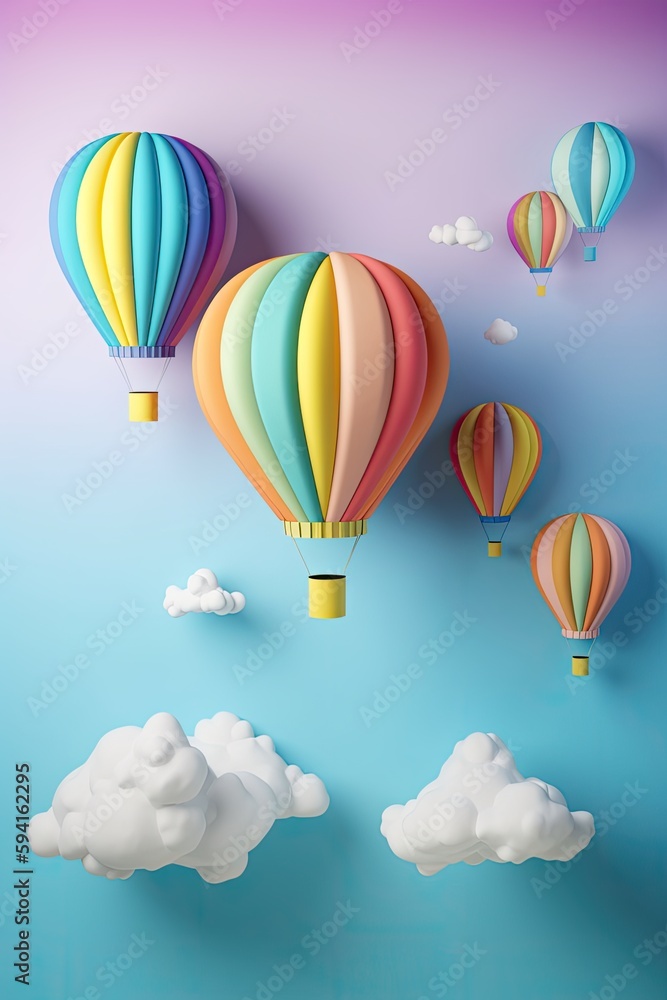 Naklejka premium Colorful balloons flotaing. Generative AI