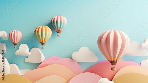 Colorful balloons flotaing. Generative AI