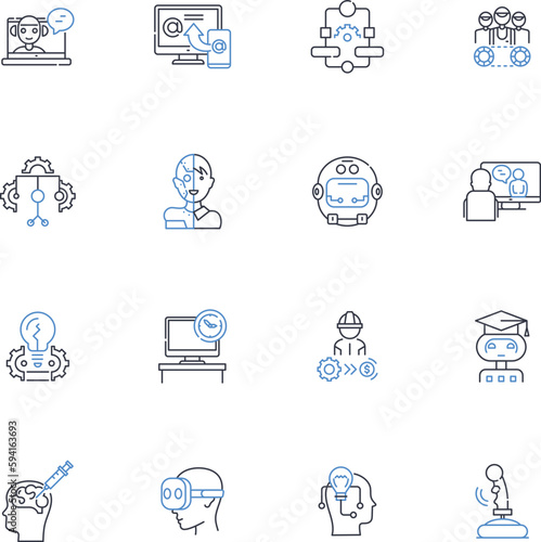 Web development line icons collection. HTML, CSS, JavaScript, Frameworks, Responsive, Backend, Frontend vector and linear illustration. UI,UX,Debugging outline signs set