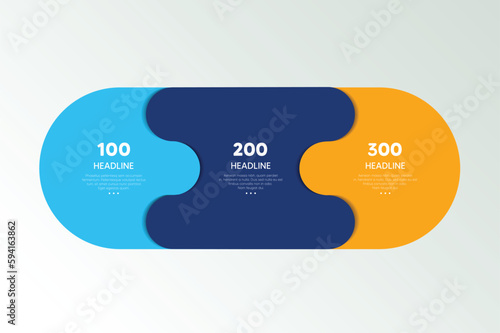 Circle first, second and third diagram, scheme, chart. 3 template for presentation. 3 steps options, elements, ingographic.