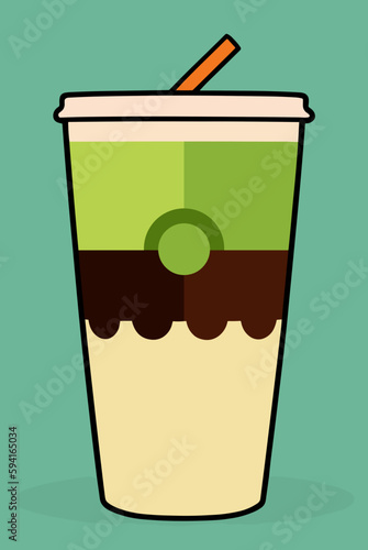 Flat design illustration eines Matcha-Einwegbechers