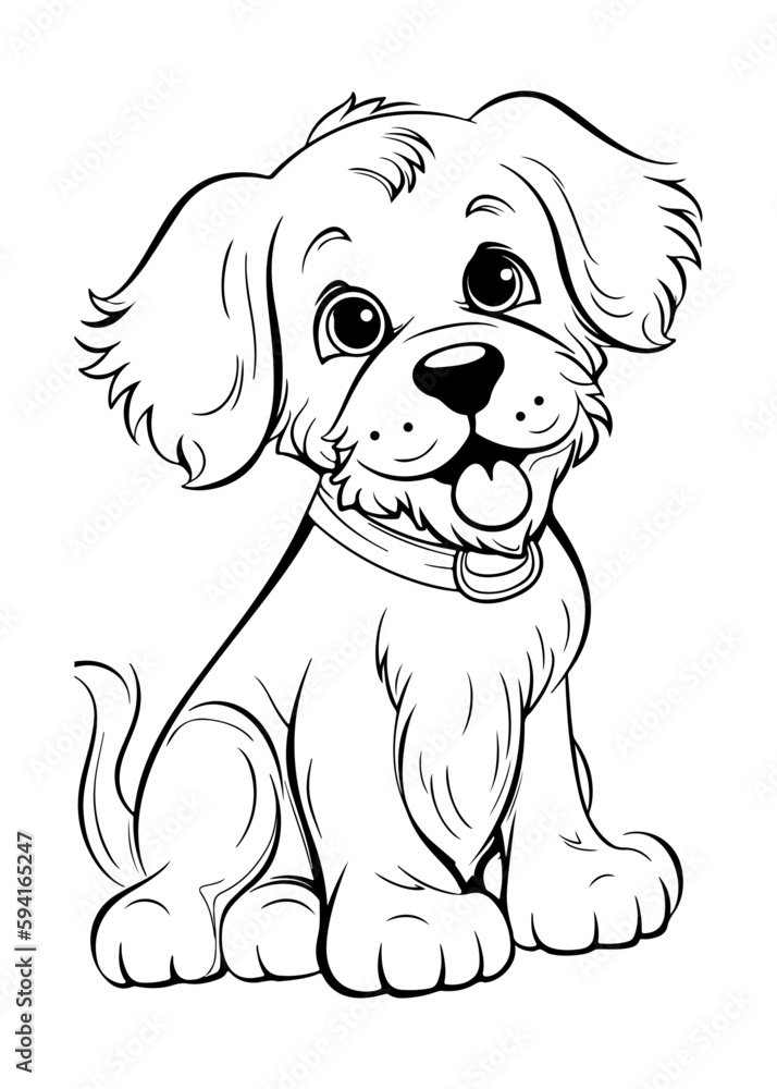 A meditative exercise, Coloring book anti-stress for all ages, Dog coloring pages, Puppy coloring pages,  Animal Coloring page for Children