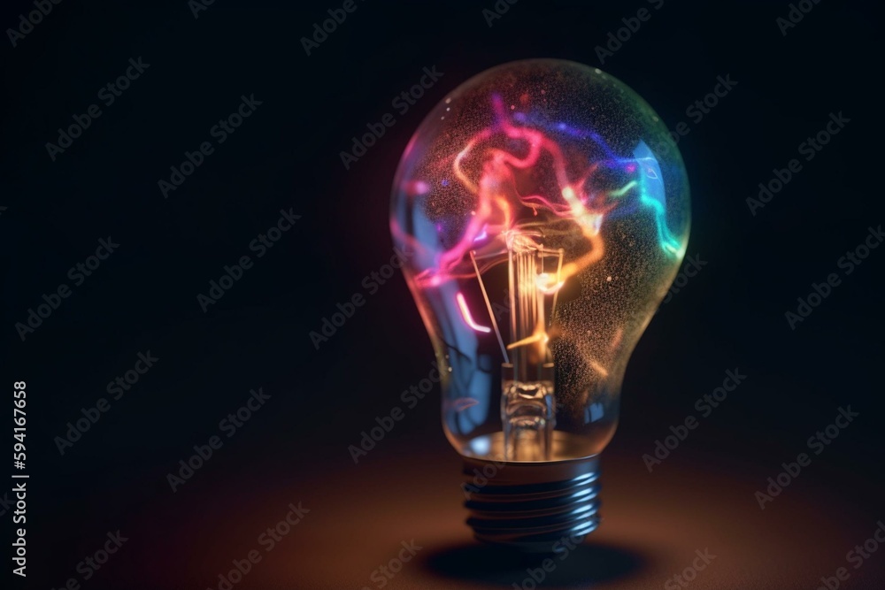 Innovative modern light bulb, flash of inspiration, spark, smart