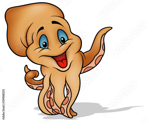 Orange Smiling Octopus Poin...