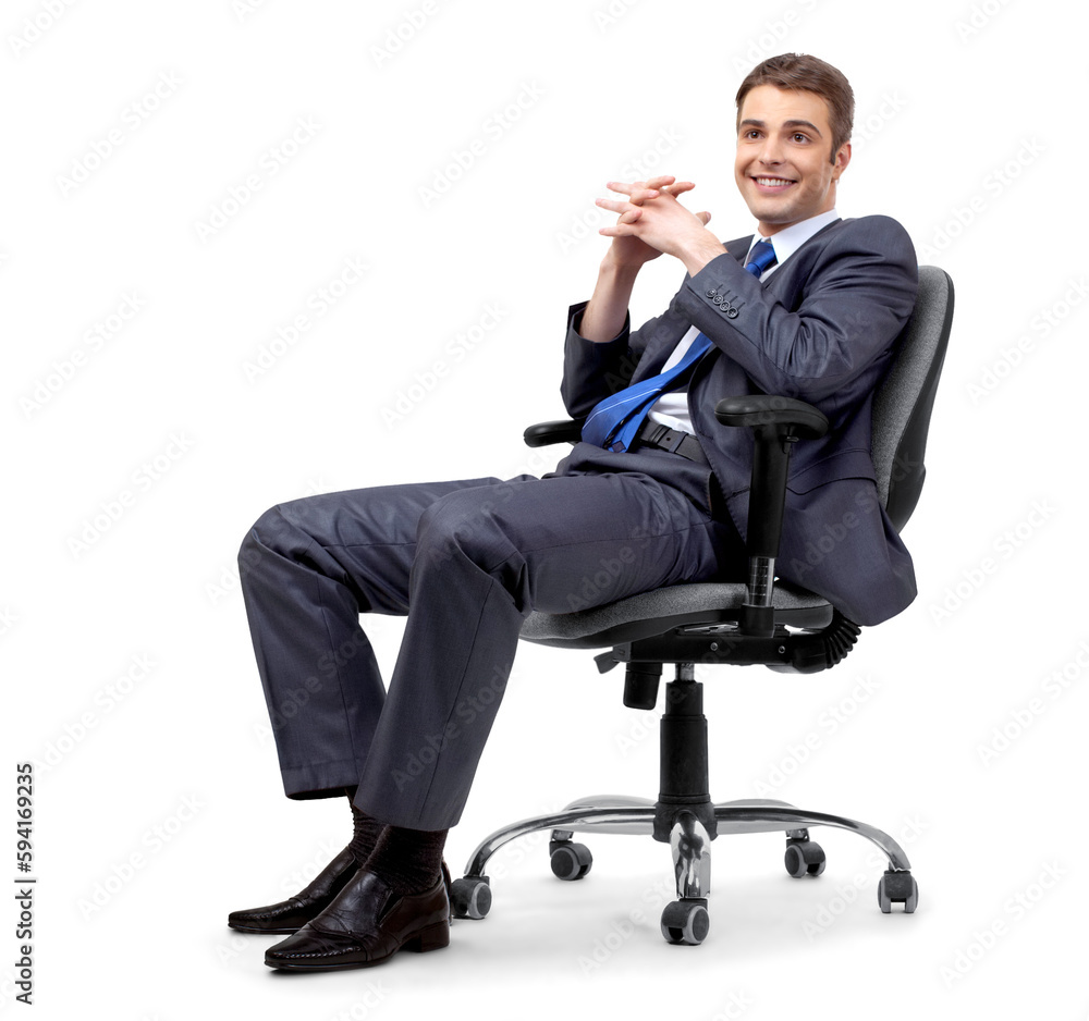 Businessman Sitting on Office Chair and Smiliing Businessman Sitting on Office Chair and Smiliing