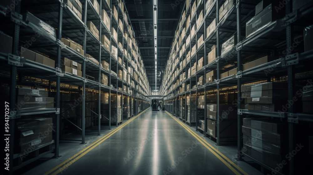 Innovative Smart Warehouse Solution with Advanced Automation Technology Cutting-Edge Logistics Facility Featuring Efficient Inventory Management Systems Image for Supply Chain and Industry Professiona