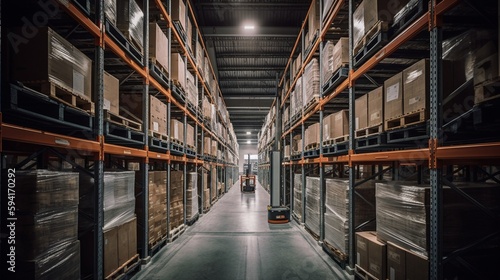 Innovative Smart Warehouse Solution with Advanced Automation Technology Cutting-Edge Logistics Facility Featuring Efficient Inventory Management Systems Image for Supply Chain and Industry Professiona