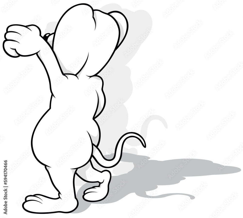 Drawing of a Mouse with a Raised Paw from Side View Drawing of a Mouse with a Raised Paw from Side View