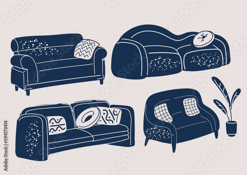 Vector illustration of black sofa illustration photo