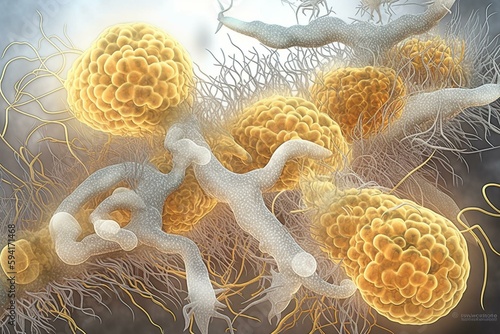 Primary endosymbiosis, illustration. Generative AI photo