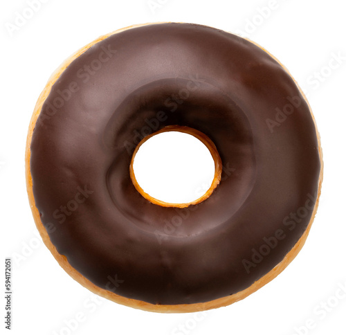Sweet chocolate iced glazed donuts on white background, Delicious chocolate glazed donuts on white background PNG File.
