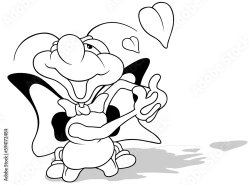 Drawing of a Kneeling Butterfly in Love