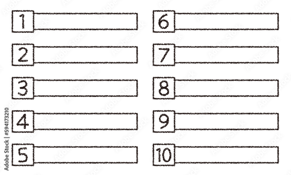クレヨン素材 数字がついたタイトルデザインセット クレヨン素材 数字がついたタイトルデザインセット