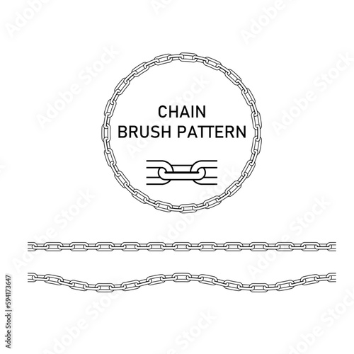 Chains. Vector illustration. Chain icons, parts, circles of chains metal, chain links brush pattern
