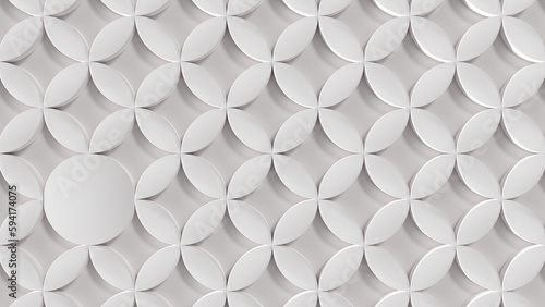 Abstract 3D geometric background.Pattern with white interlocking circles. photo