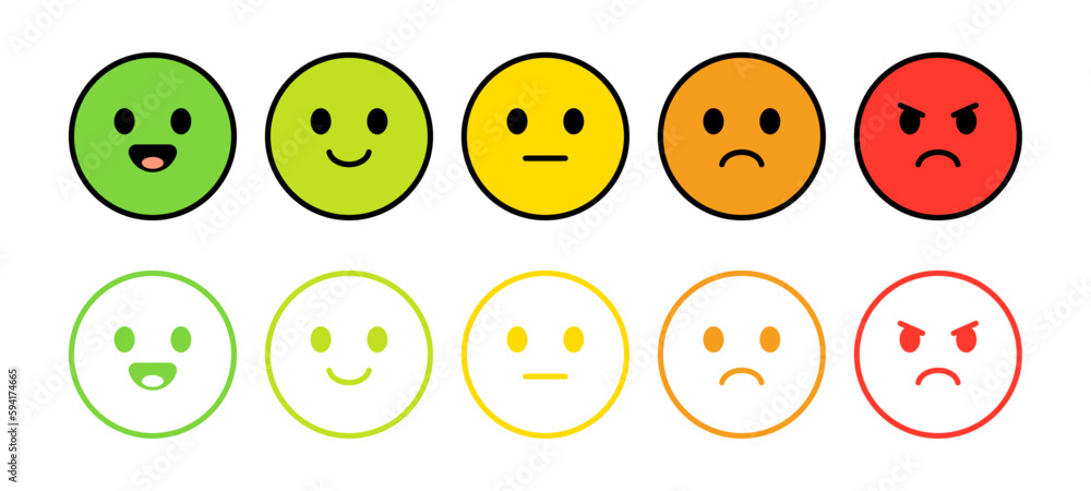 Vector Set of Expressions in Flat Design With Outline Vector Set of Expressions in Flat Design With Outline