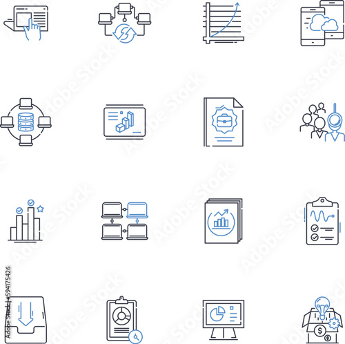 briefing line icons collection. Summary, Meeting, Instructions, Communication, Report, Presentation, Advisory vector and linear illustration. Direction,Discourse,Hearings outline signs set