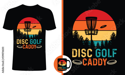 Disc Golf Caddy t shirt design or vector , Golf disc caddy t shirt , retro disc caddy t shirt 