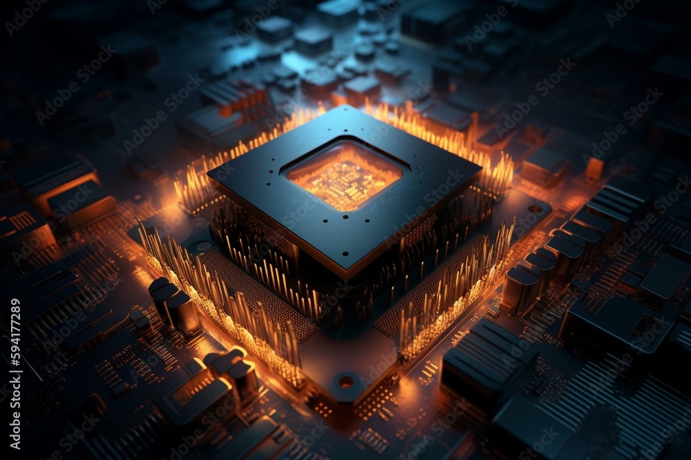 Ilustrace „CPU overheating by big data. A computer processor with