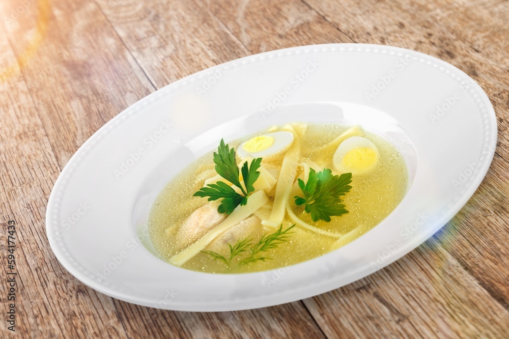 Tasty fresh hot Soup in bowl Tasty fresh hot Soup in bowl