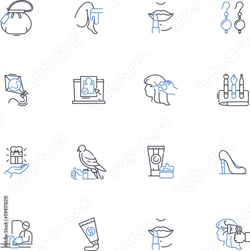 Makeover studio line icons collection. Glam, Redefined, Overhaul, Revamp, Refresh, Transformation, Rebrand vector and linear illustration. Reinvent,Polish,Stylish outline signs set