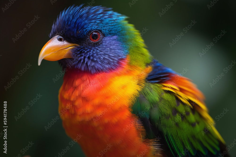 Portrait d'un oiseau exotique coloré » IA générative