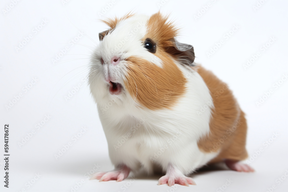 Photo & Art Print Portrait d’un cochon d’inde blanc et marron sur